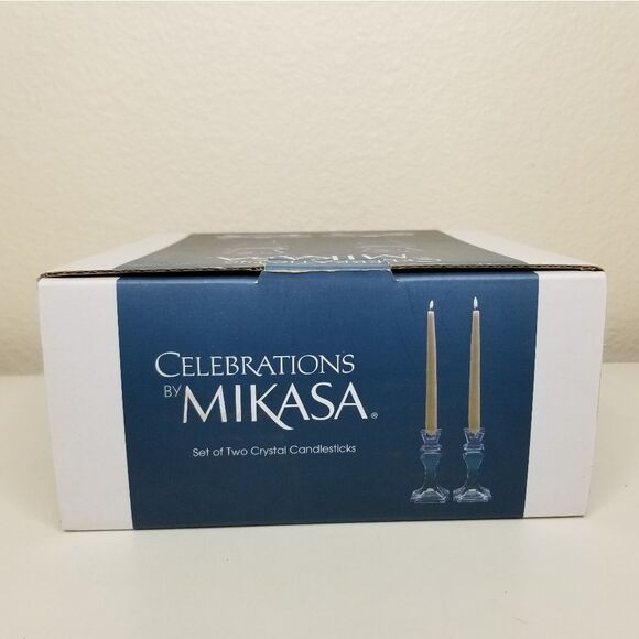Celebrations by Mikasa Set of 2 Crystal Candlesticks Holders 6.25" - Picture 7 of 9